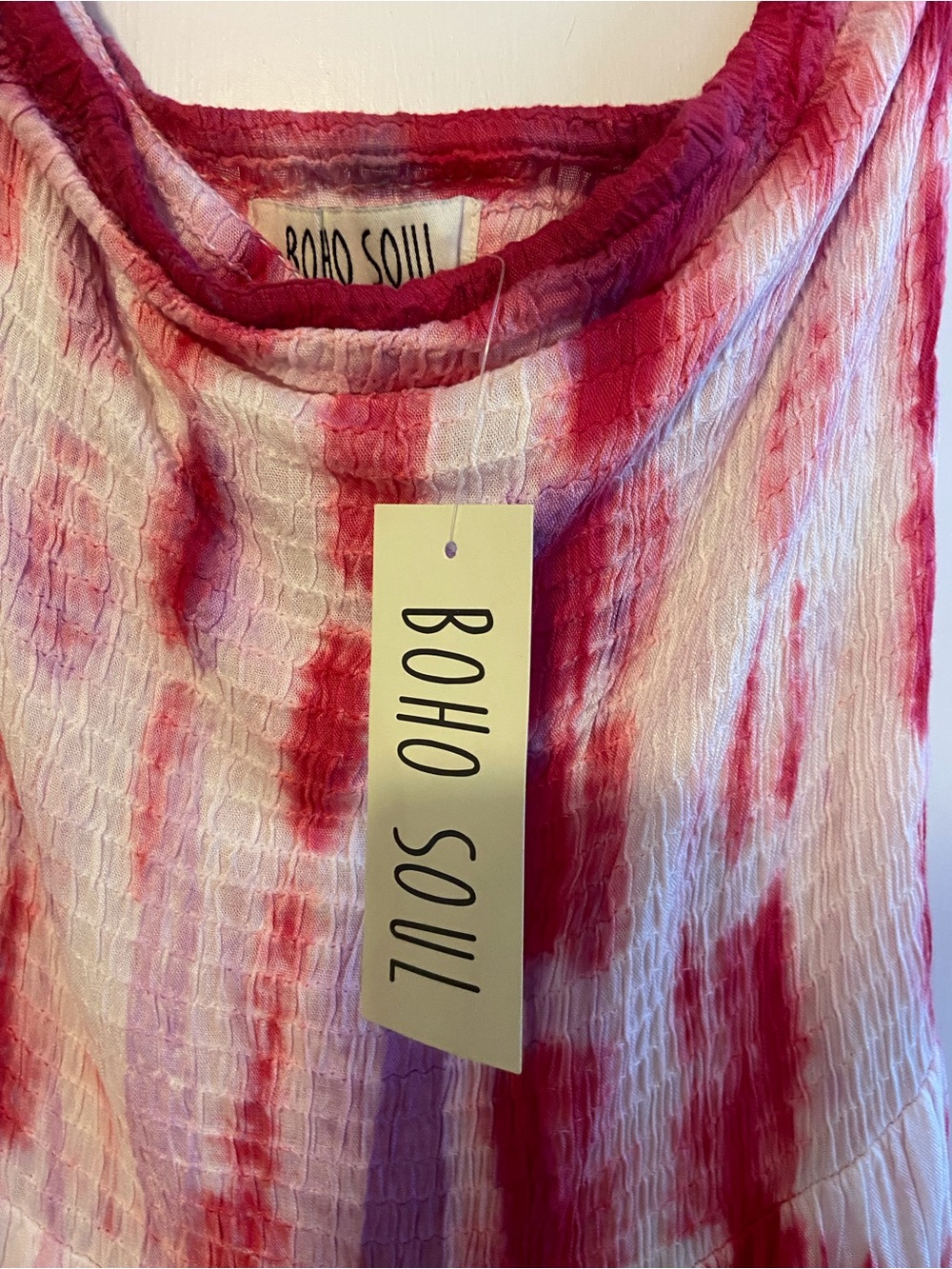 Tie-Dye Pink & White Women’s Swim Coverup Dress - Picture 2 of 3